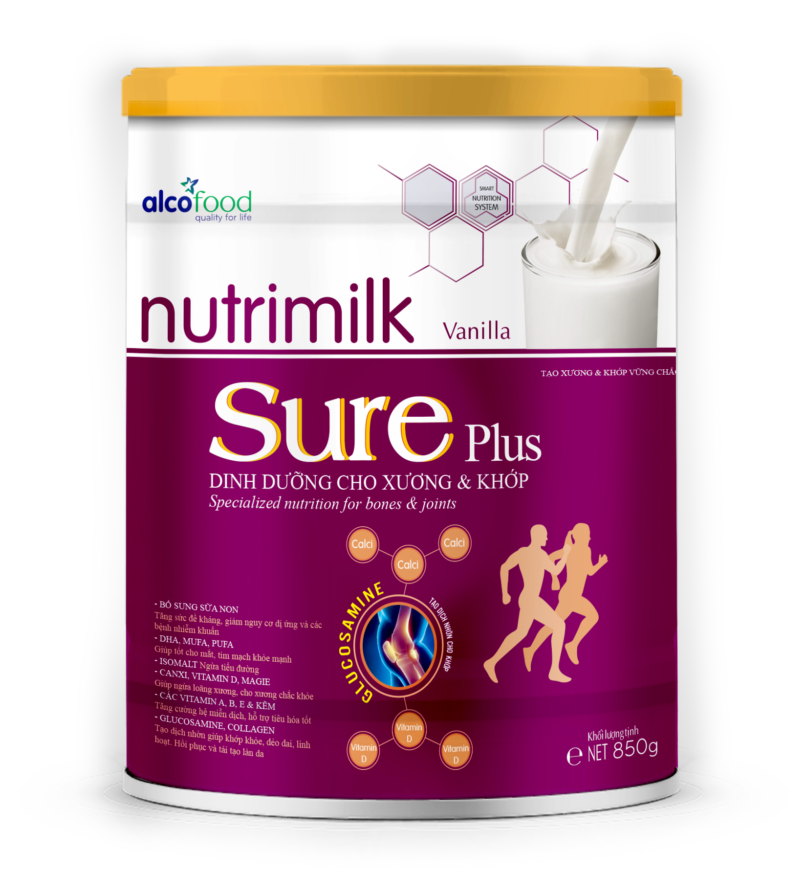 SỮA DINH DƯỠNG HỖ TRỢ XƯƠNG KHỚP - NUTRIMILK SURE PLUS - 850G